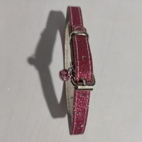 Simli Kedi Köpek Boyun Tasması 29 cm çıngaraklı Vilnex bordo