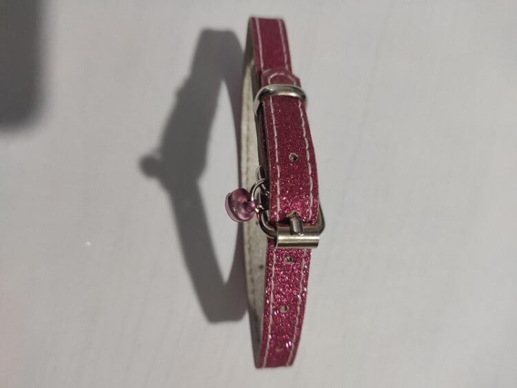 Simli Kedi Köpek Boyun Tasması 29 cm çıngaraklı Vilnex bordo - Görsel 1